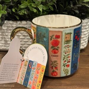 NWT Envogue Jane Austen Novels Mug with Gold Accents Book Club Lover Mug